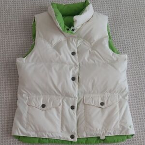 American Eagle Outfitters Down Puffer Vest Womens Small White Green Reversible